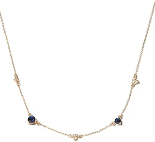 14kt yellow gold Diana Amigos Station sapphire diamond necklace