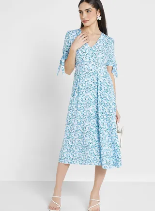 Sleeve Tape Printed Dress