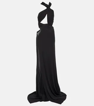 Halterneck jersey gown
