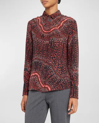 Chika Patterned Button-Front Blouse