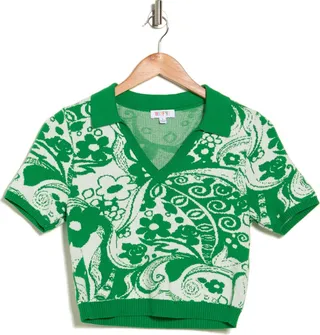 BRB Swirl Print Cotton Knit Polo Top