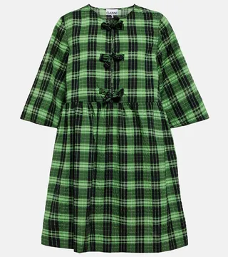 Checked seersucker minidress