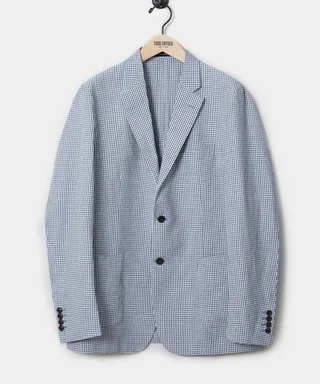 Italian Soft Sutton Suit Jacket in Navy Gingham