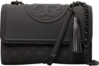 Tory Burch Fleming Matte Convertible Shoulder Bag (Black) Shoulder Handbags