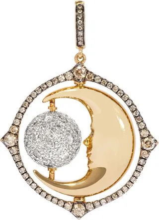 Annoushka Mixed Gold And Diamond Mythology Spinning Moon Charm