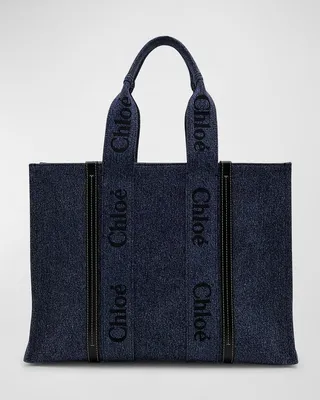 Woody Large Denim Tote Bag