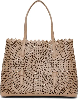 ALAÏA Beige Mina 32 Tote