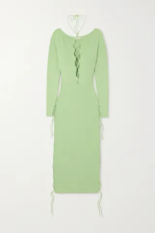LAPOINTE - Lace-up Ribbed Stretch-jersey Midi Dress - Green