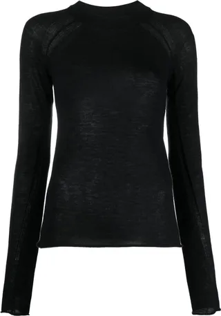 Ribbed-Detail Long-Sleeved Top