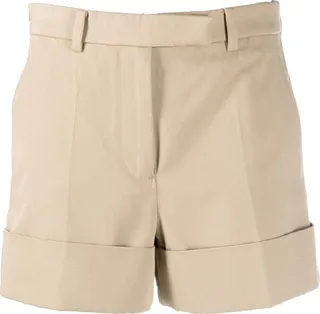 Neutral Tailored Cotton Shorts