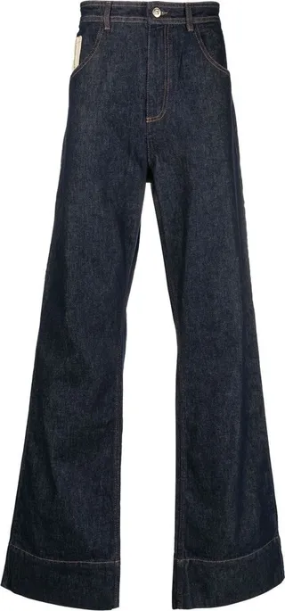 Patch-Detail Wide-Leg Jeans
