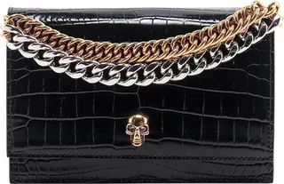 Leather Skull Bag with croc effect print