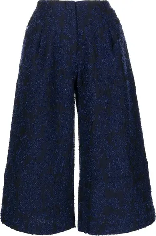 Jacquard-Pattern Cropped Trousers