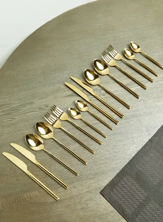 16 Piece Gold Modern Retro Cutlery Set