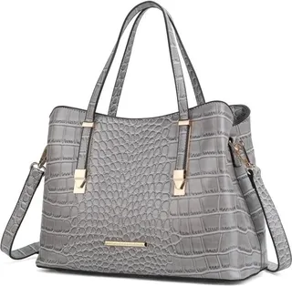 MKF Collection by Mia K Aurelia Crocodile Embossed Vegan Leather Women’s Tote Bag - Grey