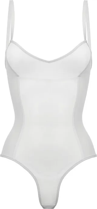 ITEM m6 - All Mesh Shape Thong Bodysuit White