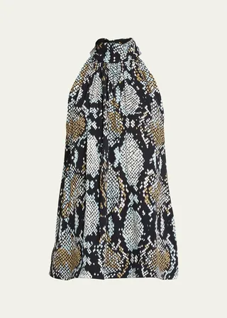 Printed Crepe De Chine Halter Top