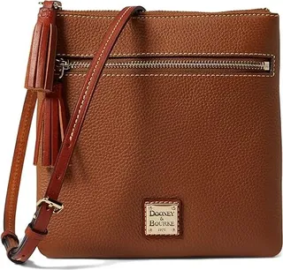 Dooney & Bourke Pebble Double Zip Tassel Crossbody (Caramel) Handbags