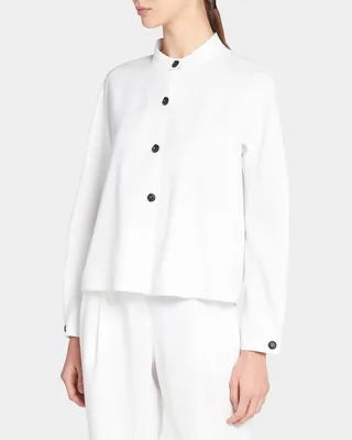 Silk Shirt Jacket with Contrast Buttons
