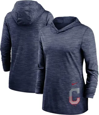 Women's Nike Heathered Navy Cleveland Guardians Split Logo Legend Hoodie Training Performance Top