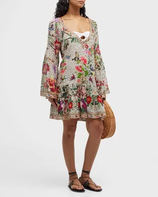 Leo's Bouquet A-Line Gathered Panel Mini Dress