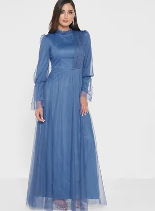 Cinched Waist Tulle Dress