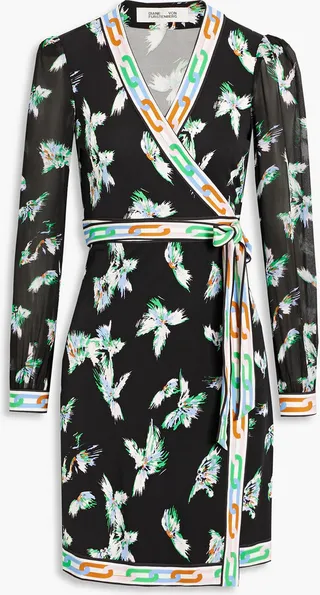 Gala printed jersey mini wrap dress