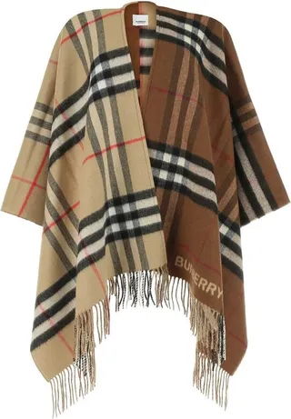 Burberry Checked Fringed Cape