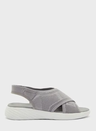 Cross Strappy Low Heel Sandals