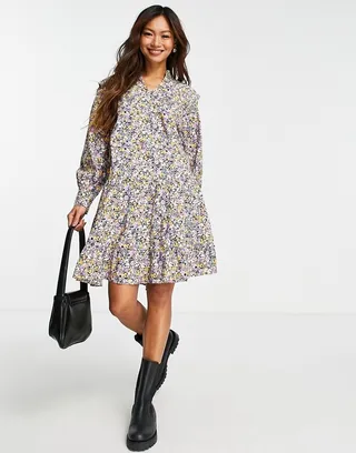 Y.A.S skirted mini dress in floral print