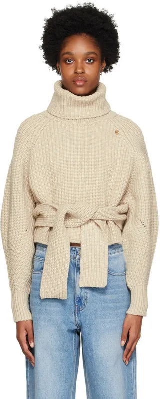 Recto Beige Crop Turtleneck