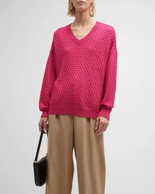 Drop-Shoulder Textured Knit Tunic