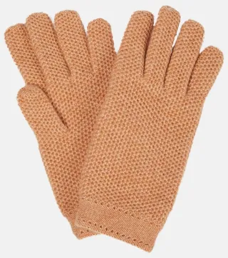 Crochet cashmere gloves