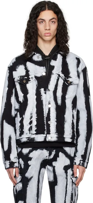 RtA Black & White Elmer Denim Jacket