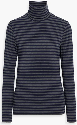 Striped stretch-jersey turtleneck top
