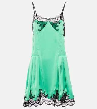 Lace-trimmed satin minidress