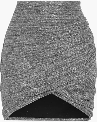 Brendal wrap-effect lamé mini skirt