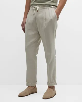 Men's Linen-Wool Drawstring Trousers