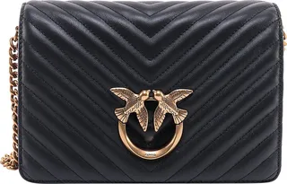 Matelassé leather shoulder bag with Love Birds detail