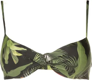 Cassis leaf-print bikini top