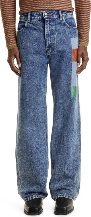 High Waist Nonstretch Denim Wide Leg Jeans