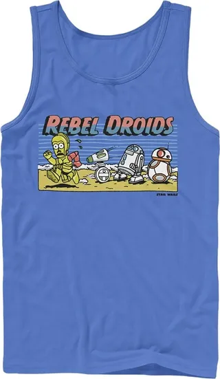 Men's Star Wars: The Rise of Skywalker Rebel Droids Cartoon Tank Top - Royal Blue - Medium