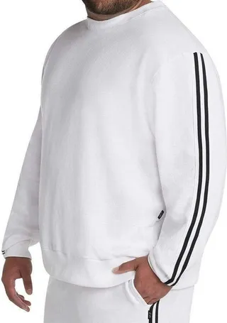 MVP Collections Men's Big and Tall Striped Sleeve Sweatshirt - White - 4XL