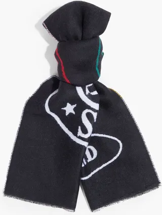 Intarsia wool and cotton-blend scarf