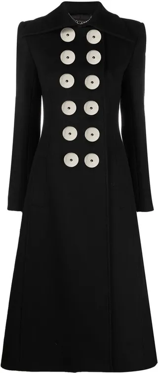 Pointed-Collar Double-Breasted Coat