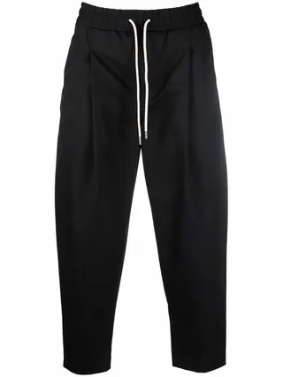 Cropped Pleat-Detail Trousers