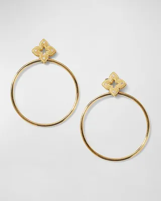 18k Floral Diamond Hoop Earrings