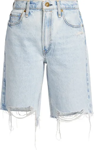 Vintage Distressed Denim Bermuda Shorts