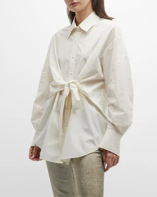 Tie-Front Button-Down Shirt