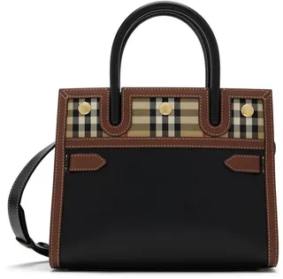 Burberry Black Mini Vintage Check Title Bag